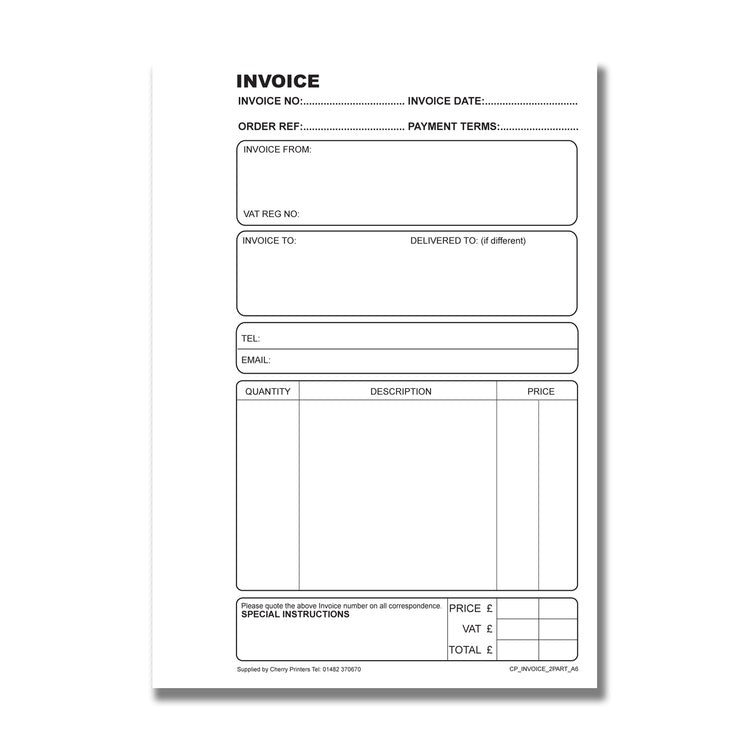 NCR Invoice Duplicate Book A6 Pocket Size | 50 Sets — Cherry Printers UK