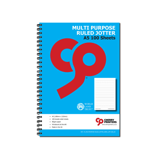 Multi Purpose Ruled A5 80gsm 100 pages Wirobound