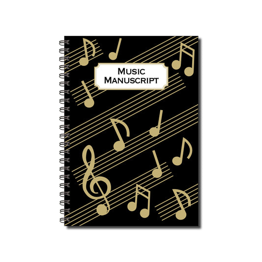 Music Manuscript | Blank Sheet Music Notebook | A5 (148mm x 210mm) | 50 double sided pages | Split Wirobound