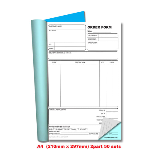 Cherry Printers A5 NCR Purchase Order Triplicate Book | 50 Sets Of PO Pads