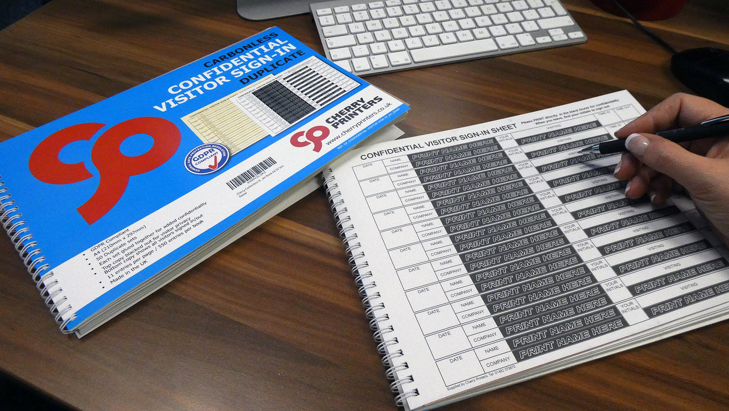 NCR Residential / Care Confidential Visitor Sign in Duplicate Wiro Book A4 50 sets GDPR