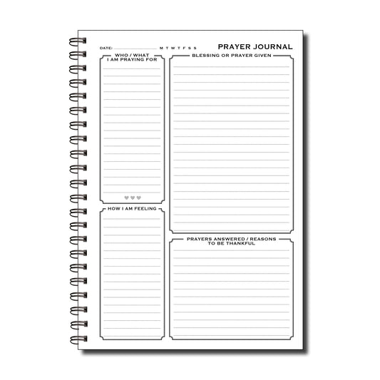 Prayer Journal | Notes | A5 (148mm x 210mm) | 50 double sided pages | Split Wirobound