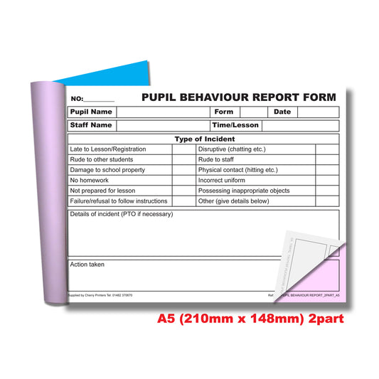 NCR Pupil Behaviour Report Book A5 Duplicate