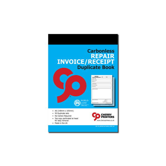 NCR Repair Invoice/Receipt Duplicate Book A6 (Perfed & Stitched)