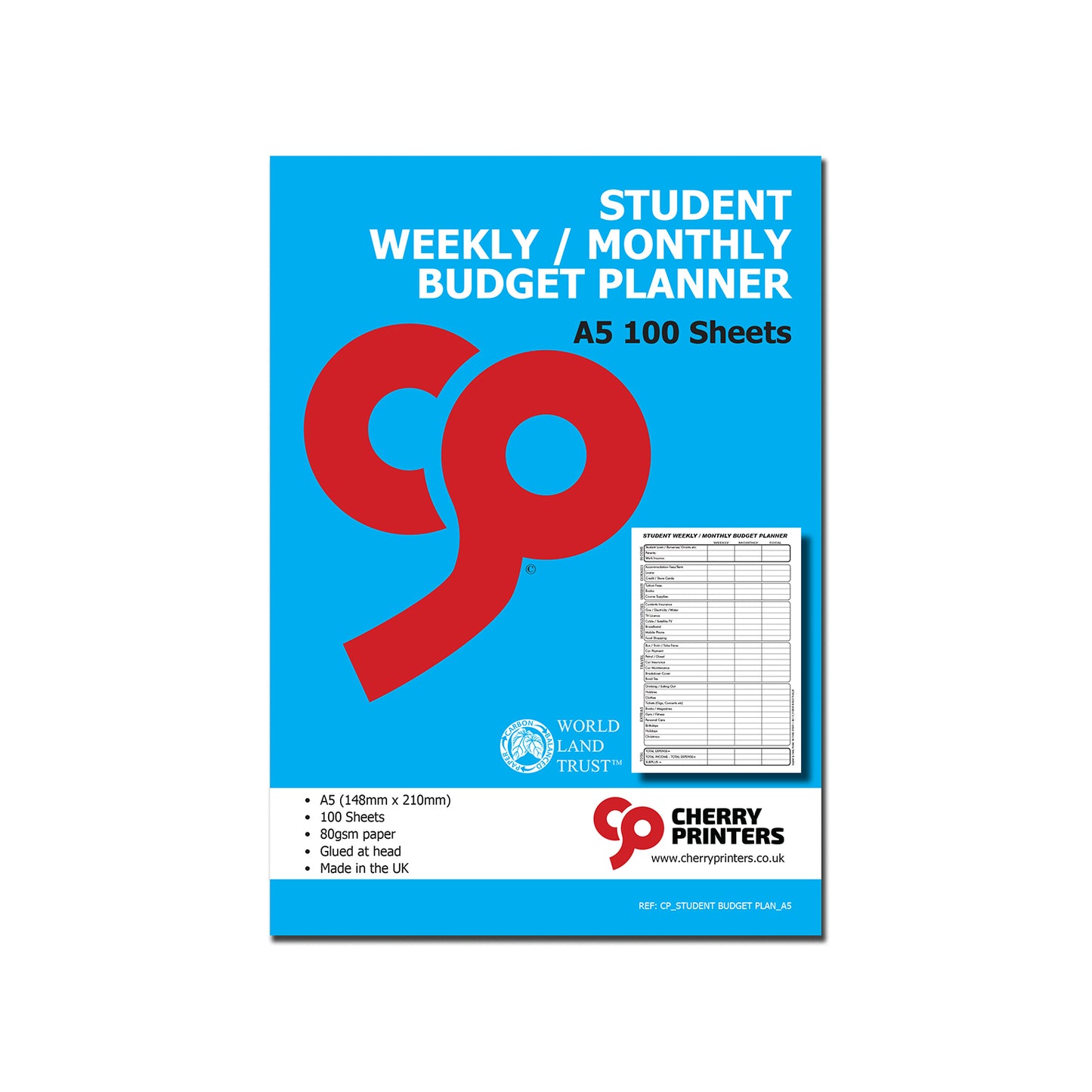 Student Weekly/Monthly Budget Planner A5 100pages 80gsm