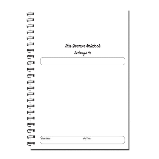 Sermon Notebook | Church Notes | A5 (148mm x 210mm) | 50 double sided pages | Split Wirobound
