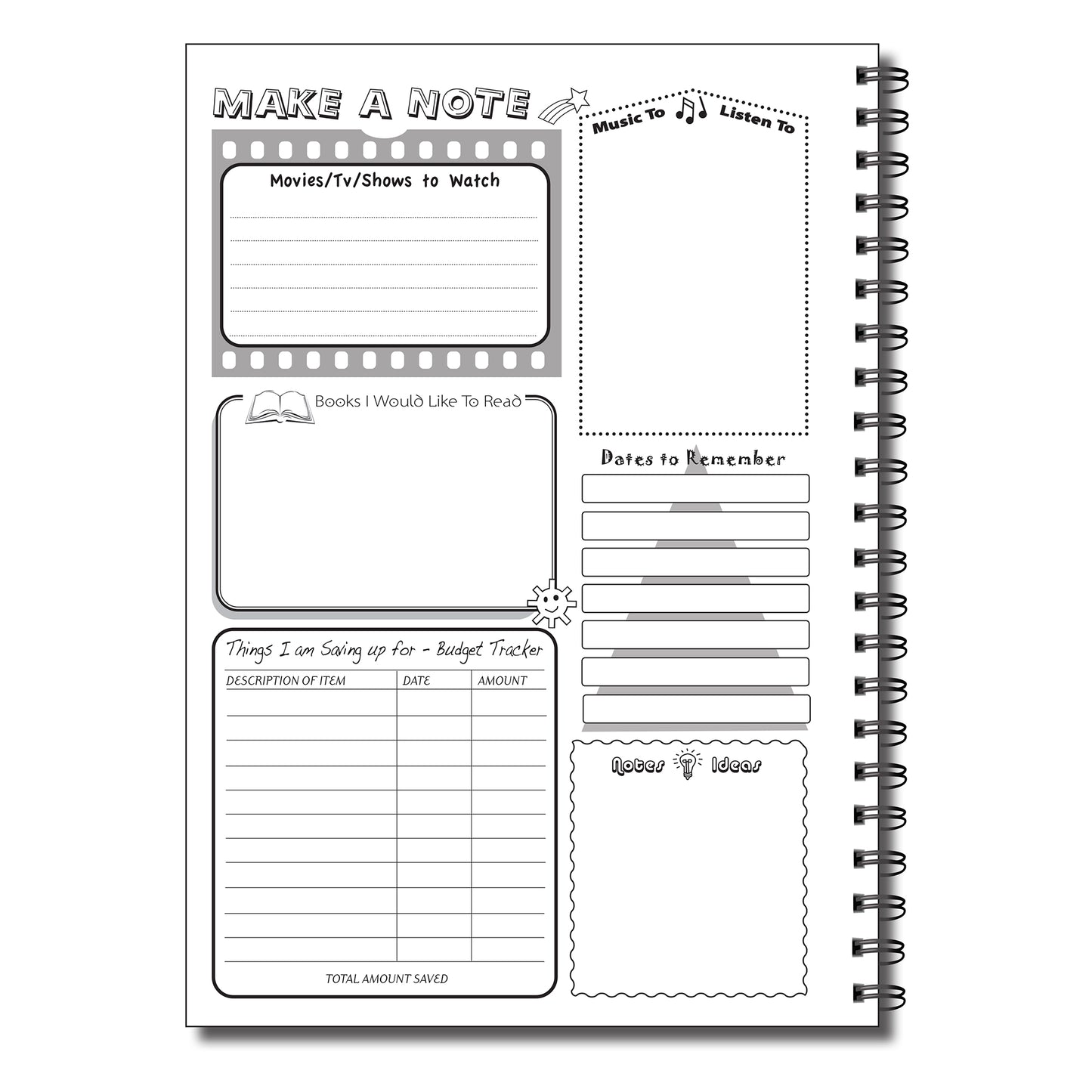 Personalised My Daily Wellness Journal | Teens | Adults | Kids | A5 148mm x 210mm | 50 pages printed to both sides | Split Wirobound