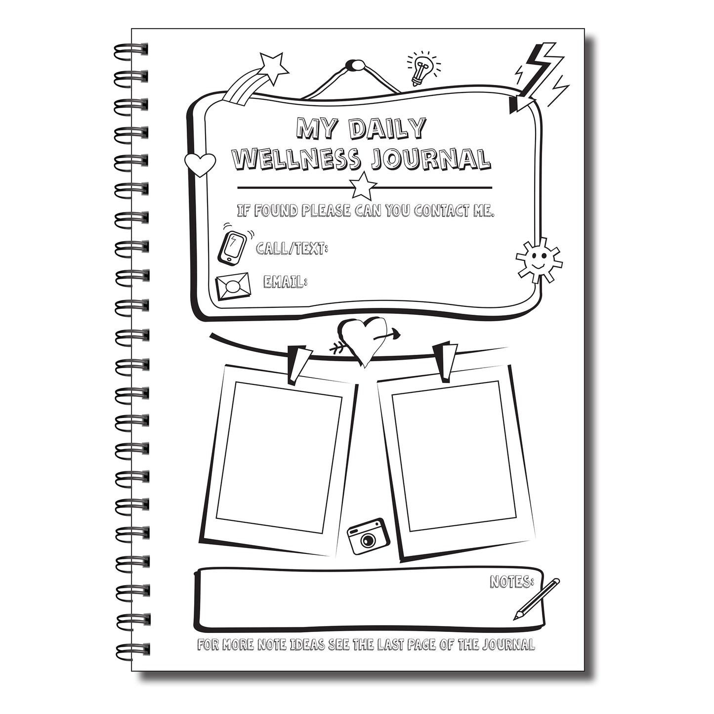 Personalised My Daily Wellness Journal | Teens | Adults | Kids | A5 wirobound book 50 pages printed to both sides on quality 120gsm
