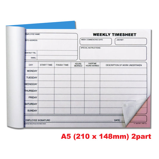 NCR Weekly Timesheet Book A5 Duplicate