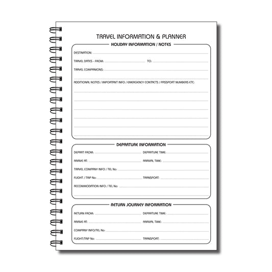 PERSONALISED Travel Journal & Planner | A5 148mm x 210mm | 50 double sided pages | Split Wirobound