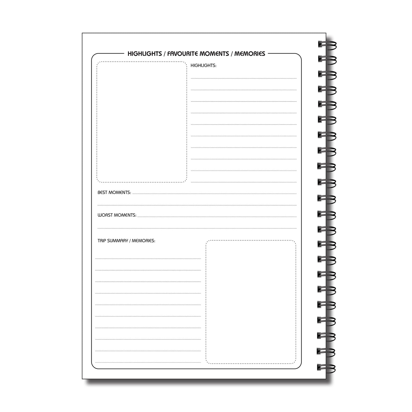PERSONALISED Travel Journal & Planner | 50 double sided pages | A5 148mm x 210mm | Quality 120gsm | Wirobound