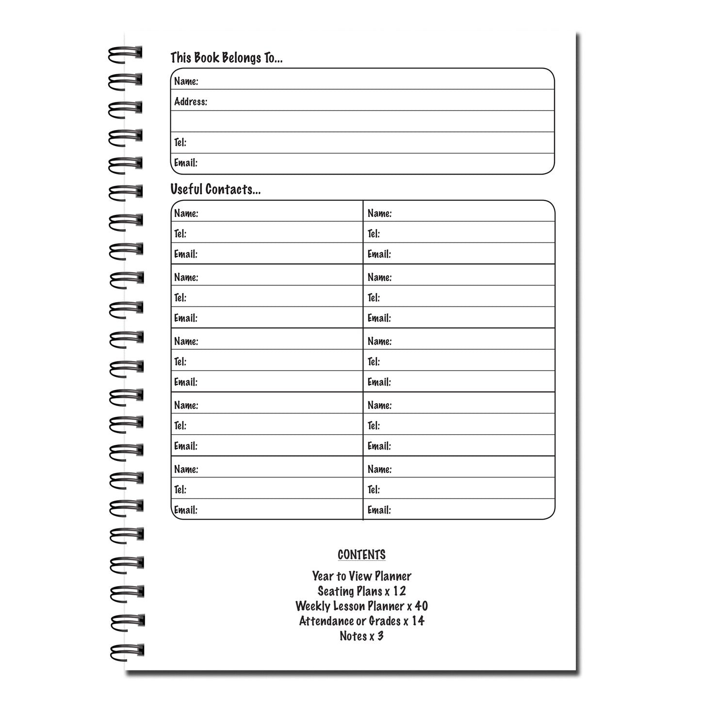 Teachers Planner 2024-2025 | Weekly Lesson Planner | 40 week to view undated pages | A5 | 60 double sided pages Wirobound