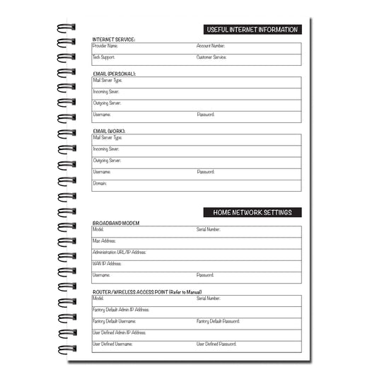 Things I Forget/Password Book A5 (148mm x 210mm) | 53 double sided pages on 120gsm | Split Wirobound
