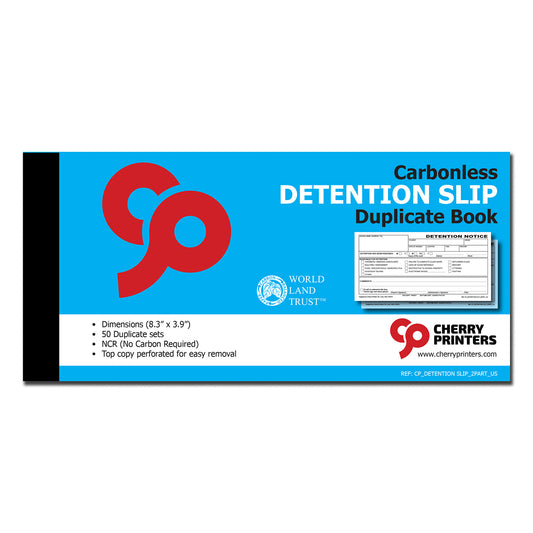US | Detention Slip | Duplicate Book | 2 part | Carbonless | 50 Sets Per Book | DL - 8.3" x 3.9"