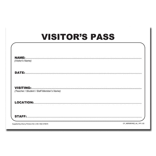 Visitor's Pass Pad | 100 Passes per pad | A6 - 5.8" x 4.1" | 80gsm Paper | BOX OF 80 BOOKS