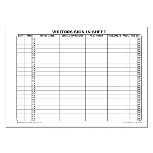 Visitor Sign In Log Book | 100 Pages | 80 gsm | A4 - 8.27" x 11.69" | BOX OF 20 BOOKS
