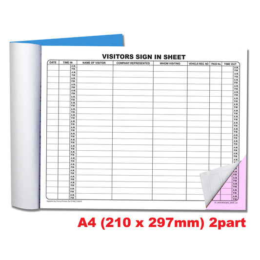 NCR Visitor Sign in Duplicate Book A4 50 sets