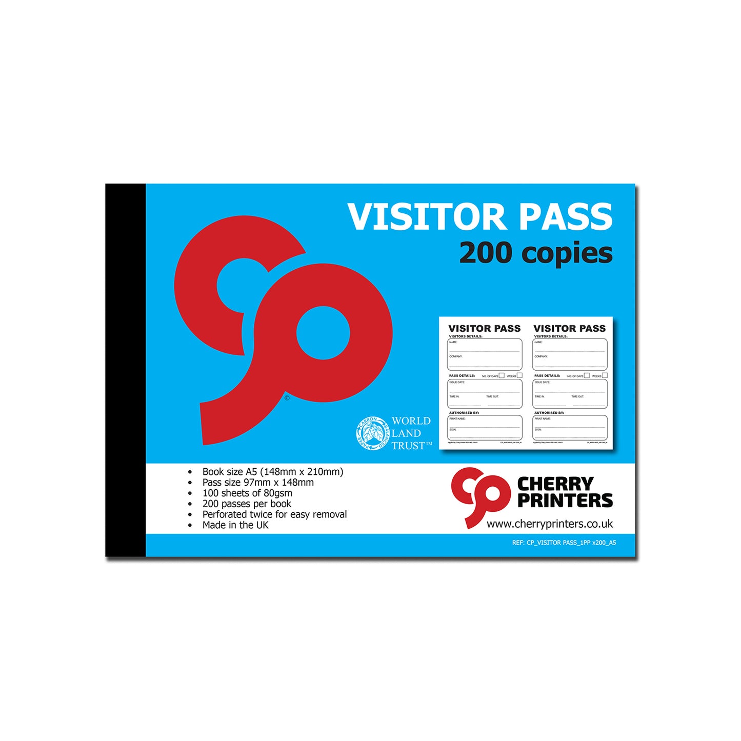 Visitor Pass Book A5 100pages 80gsm 200 passes per book