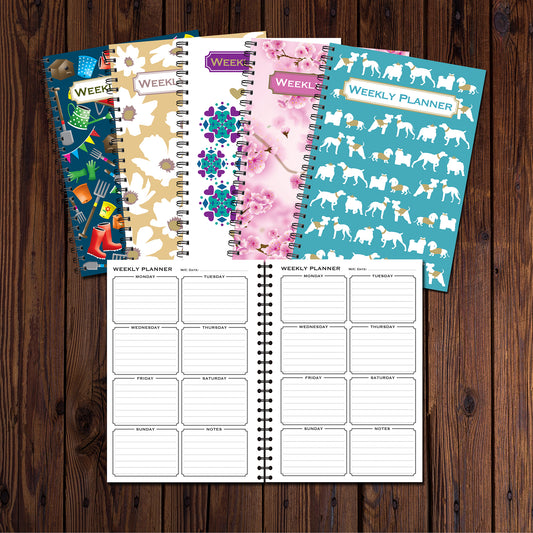 Weekly Planner | A5 (148mmx 210mm) | 50 double sided pages on 120gsm | Split Wirobound