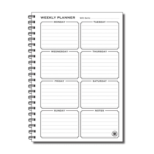 Weekly Planner | A5 (148mmx 210mm) | 50 double sided pages on 120gsm | Split Wirobound