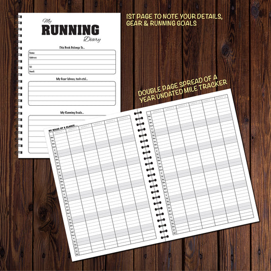 PERSONALISED Running Diary/ Race Log | A5 (148mm x 210mm) | 53 double sided pages on 120gsm | Split Wirobound