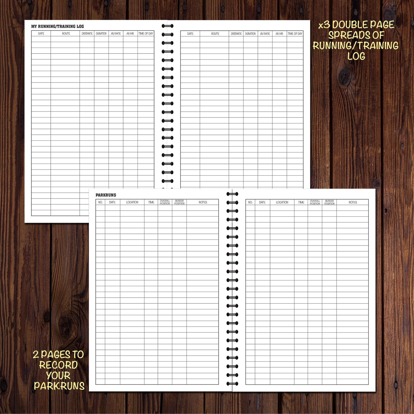 PERSONALISED Running Diary/ Race Log | 53 double sided pages | A5 148mm x 210mm | Quality 120gsm | Wirobound